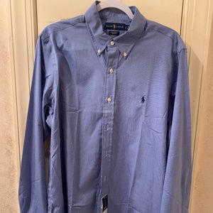*NEW* Polo Button-Up Blue shirt sz L
